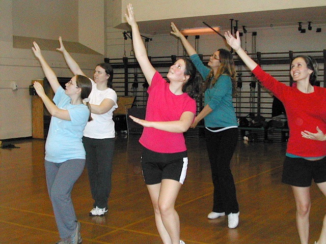 Pregnant women taking an exercise clas to improve their health.